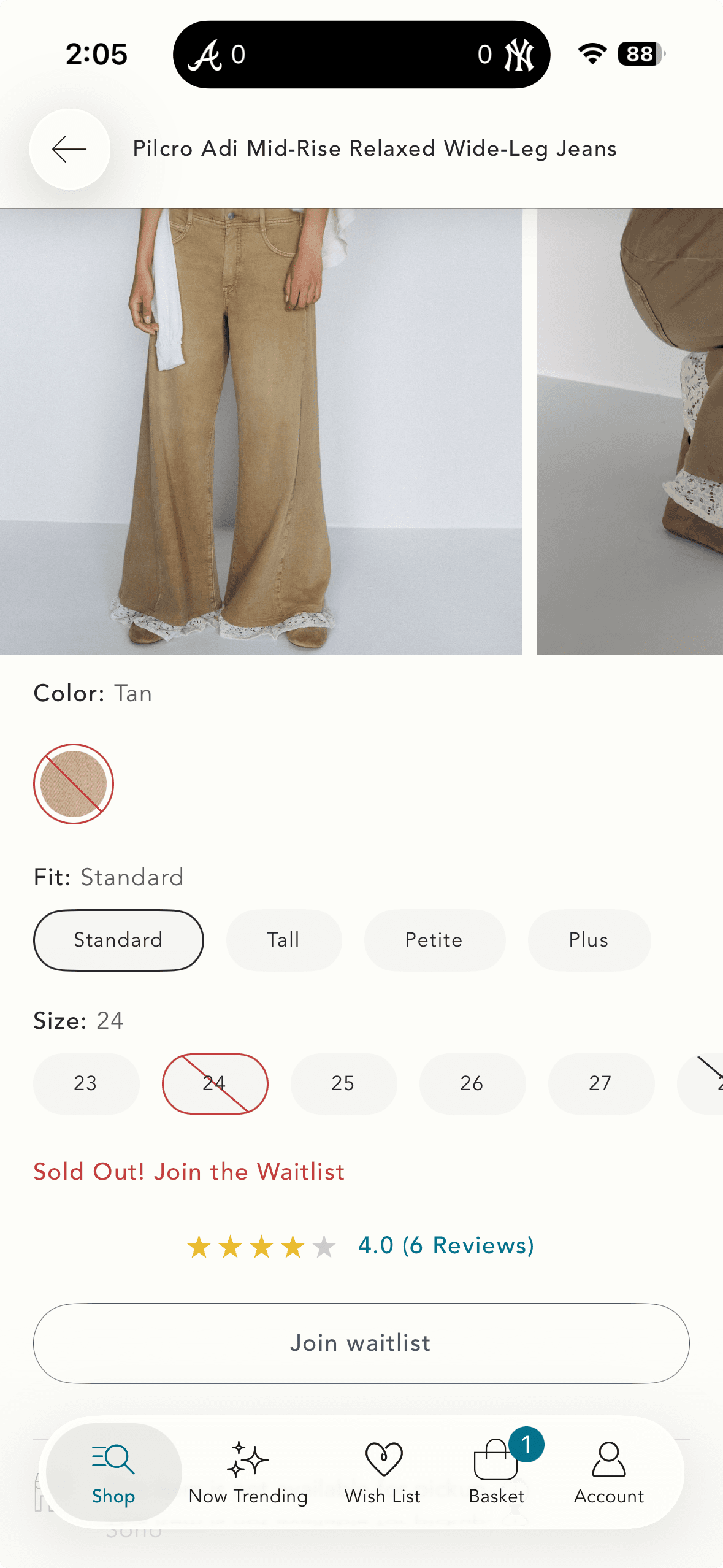back in stock waitlist CTA screenshot